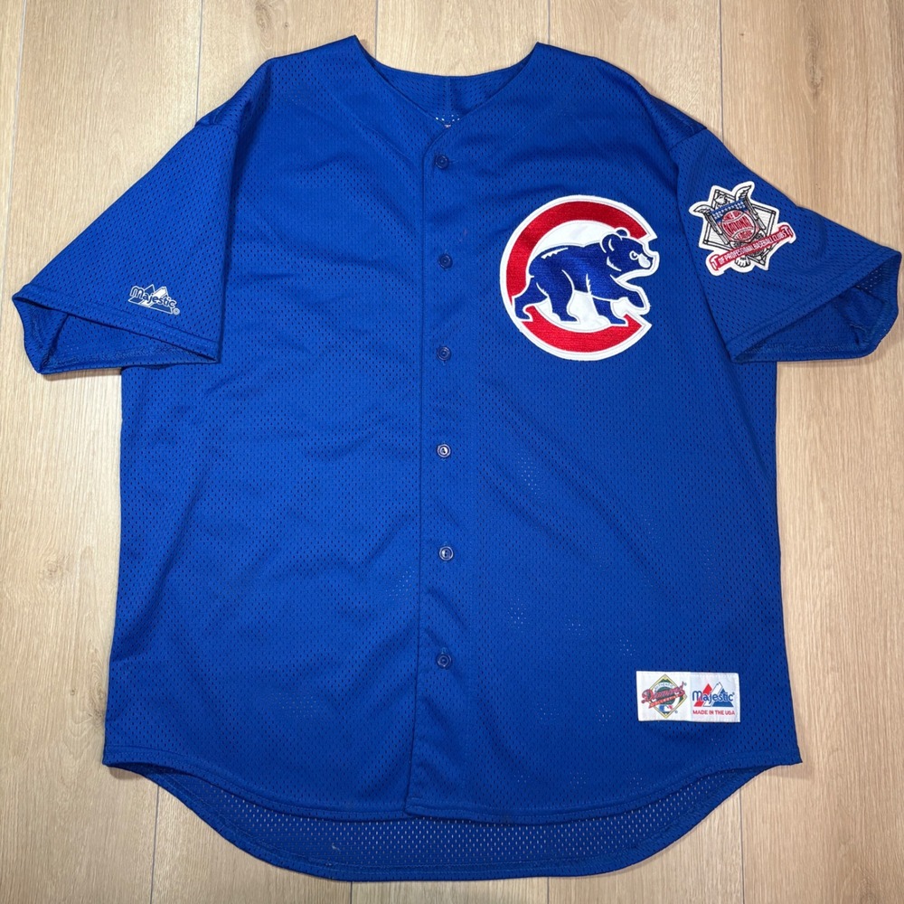 Vintage Majestic Chicago Cubs Jersey XL Diamond Collection Blue Mesh MLB USA